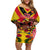 Custom Papua New Guinea Rugby Off Shoulder Short Dress Bird of Paradise and Hibiscus Polynesian Pattern Yellow Color LT03