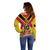 Custom Papua New Guinea Rugby Off Shoulder Sweater Bird of Paradise and Hibiscus Polynesian Pattern Yellow Color LT03