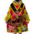 Custom Papua New Guinea Rugby Wearable Blanket Hoodie Bird of Paradise and Hibiscus Polynesian Pattern Yellow Color LT03