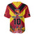 Custom Papua New Guinea Rugby Baseball Jersey Bird of Paradise and Hibiscus Polynesian Pattern Red Color LT03