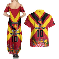 Custom Papua New Guinea Rugby Couples Matching Summer Maxi Dress and Hawaiian Shirt Bird of Paradise and Hibiscus Polynesian Pattern Red Color LT03 - Polynesian Pride