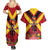 Custom Papua New Guinea Rugby Couples Matching Summer Maxi Dress and Hawaiian Shirt Bird of Paradise and Hibiscus Polynesian Pattern Red Color LT03