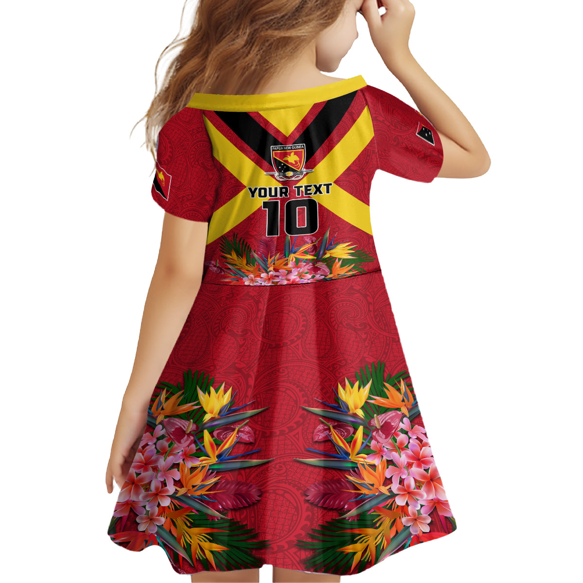 Custom Papua New Guinea Rugby Family Matching Off Shoulder Short Dress and Hawaiian Shirt Bird of Paradise and Hibiscus Polynesian Pattern Red Color LT03 - Polynesian Pride