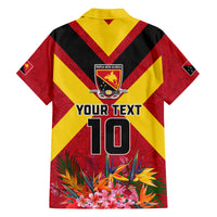 Custom Papua New Guinea Rugby Family Matching Off Shoulder Short Dress and Hawaiian Shirt Bird of Paradise and Hibiscus Polynesian Pattern Red Color LT03 - Polynesian Pride