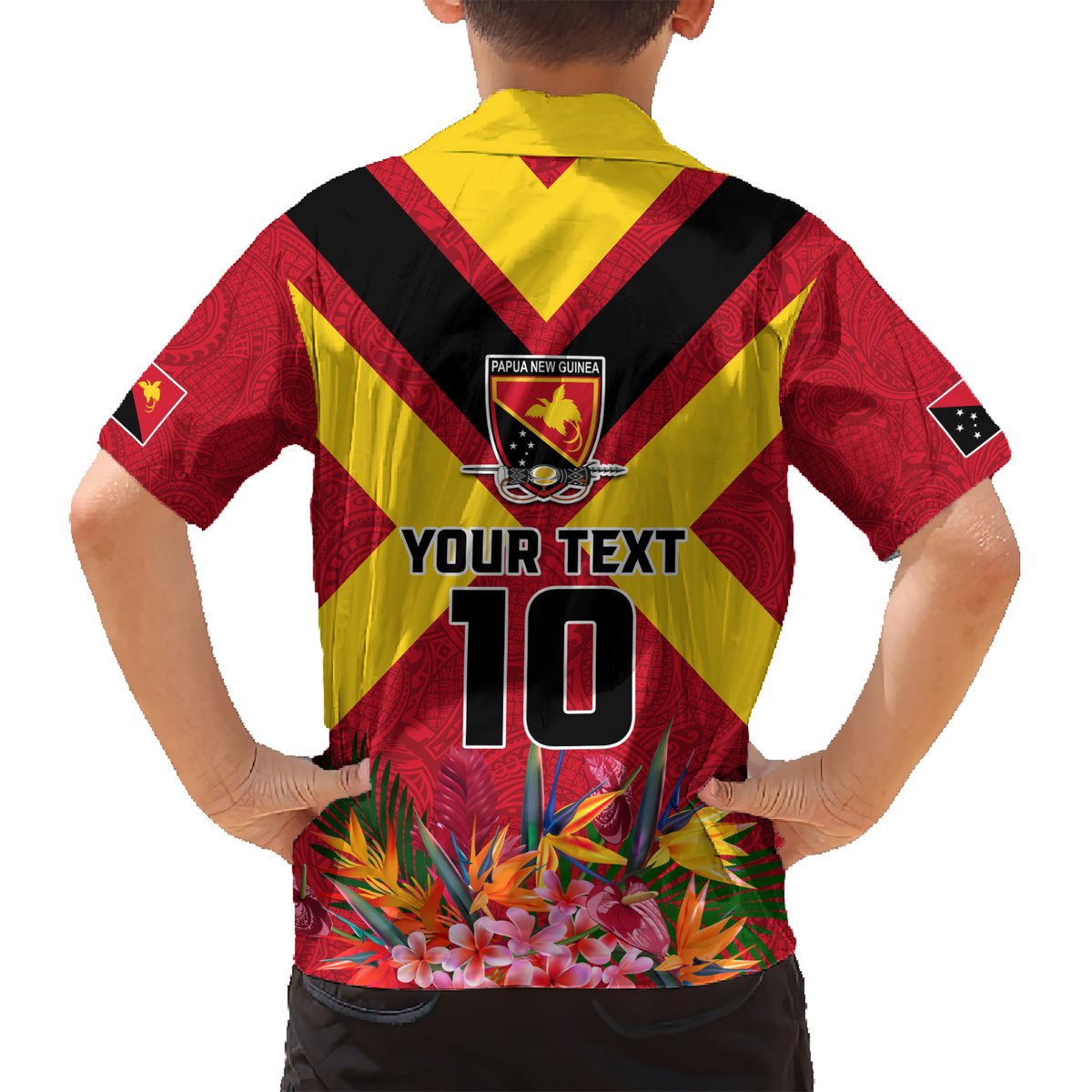 Custom Papua New Guinea Rugby Hawaiian Shirt Bird of Paradise and Hibiscus Polynesian Pattern Red Color LT03 - Polynesian Pride
