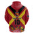 Custom Papua New Guinea Rugby Hoodie Bird of Paradise and Hibiscus Polynesian Pattern Red Color LT03