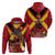 Custom Papua New Guinea Rugby Hoodie Bird of Paradise and Hibiscus Polynesian Pattern Red Color LT03