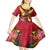 Custom Papua New Guinea Rugby Kid Short Sleeve Dress Bird of Paradise and Hibiscus Polynesian Pattern Red Color LT03