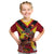 Custom Papua New Guinea Rugby Kid T Shirt Bird of Paradise and Hibiscus Polynesian Pattern Red Color LT03