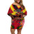 Custom Papua New Guinea Rugby Off Shoulder Short Dress Bird of Paradise and Hibiscus Polynesian Pattern Red Color LT03