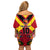 Custom Papua New Guinea Rugby Off Shoulder Short Dress Bird of Paradise and Hibiscus Polynesian Pattern Red Color LT03