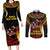 Papua New Guinea Bird-of-Paradise Couples Matching Long Sleeve Bodycon Dress and Long Sleeve Button Shirt Coat of Arms and Tribal Patterns LT03 Black - Polynesian Pride