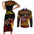 Papua New Guinea Bird-of-Paradise Couples Matching Short Sleeve Bodycon Dress and Long Sleeve Button Shirt Coat of Arms and Tribal Patterns LT03 Black - Polynesian Pride