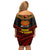 Papua New Guinea Bird-of-Paradise Family Matching Off Shoulder Short Dress and Hawaiian Shirt Coat of Arms and Tribal Patterns LT03 - Polynesian Pride