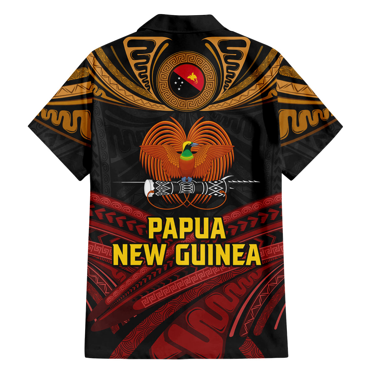 Papua New Guinea Bird-of-Paradise Family Matching Puletasi and Hawaiian Shirt Coat of Arms and Tribal Patterns LT03 - Polynesian Pride