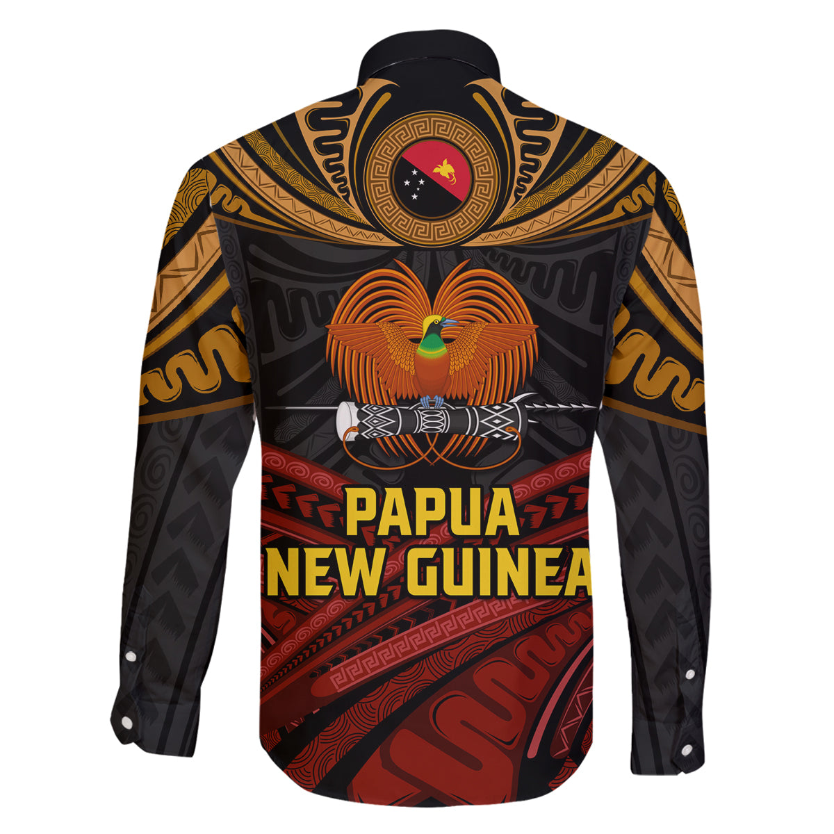 Papua New Guinea Bird-of-Paradise Family Matching Puletasi and Hawaiian Shirt Coat of Arms and Tribal Patterns LT03 - Polynesian Pride
