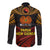 Papua New Guinea Bird-of-Paradise Long Sleeve Button Shirt Coat of Arms and Tribal Patterns LT03 - Polynesian Pride