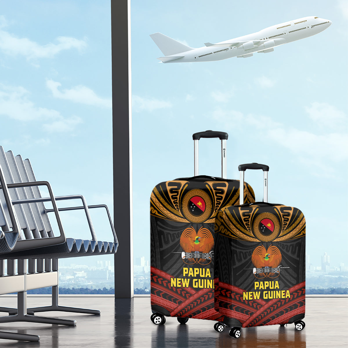 Papua New Guinea Bird-of-Paradise Luggage Cover Coat of Arms and Tribal Patterns