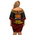 Papua New Guinea Bird-of-Paradise Off Shoulder Short Dress Coat of Arms and Tribal Patterns LT03 - Polynesian Pride