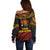 Papua New Guinea Bird-of-Paradise Off Shoulder Sweater Coat of Arms and Tribal Patterns LT03 - Polynesian Pride