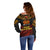 Papua New Guinea Bird-of-Paradise Off Shoulder Sweater Coat of Arms and Tribal Patterns LT03 - Polynesian Pride