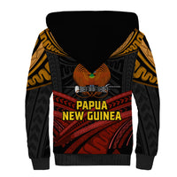 Papua New Guinea Bird-of-Paradise Sherpa Hoodie Coat of Arms and Tribal Patterns LT03 - Polynesian Pride