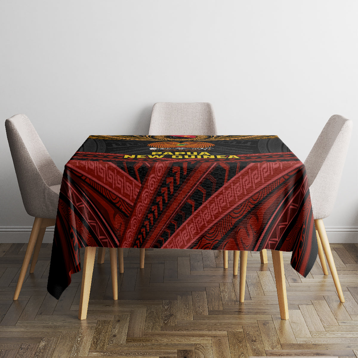 Papua New Guinea Bird-of-Paradise Tablecloth Coat of Arms and Tribal Patterns