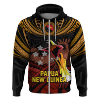 Papua New Guinea Bird-of-Paradise Zip Hoodie Coat of Arms and Tribal Patterns LT03 Zip Hoodie Black - Polynesian Pride