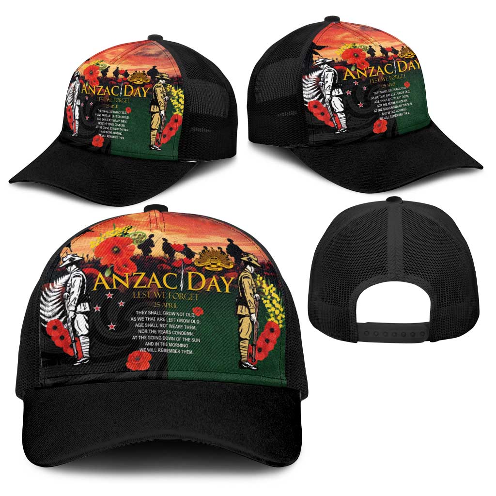 New Zealand and Australia ANZAC Day Baseball Net Cap Lest We Forget Indigenous and Maori Pattern LT03 - Polynesian Pride