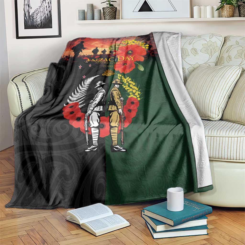 New Zealand and Australia ANZAC Day Blanket Lest We Forget Indigenous and Maori Pattern