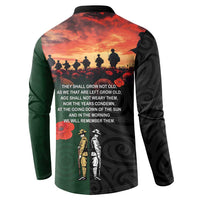 New Zealand and Australia ANZAC Day Button Sweatshirt Lest We Forget Indigenous and Maori Pattern