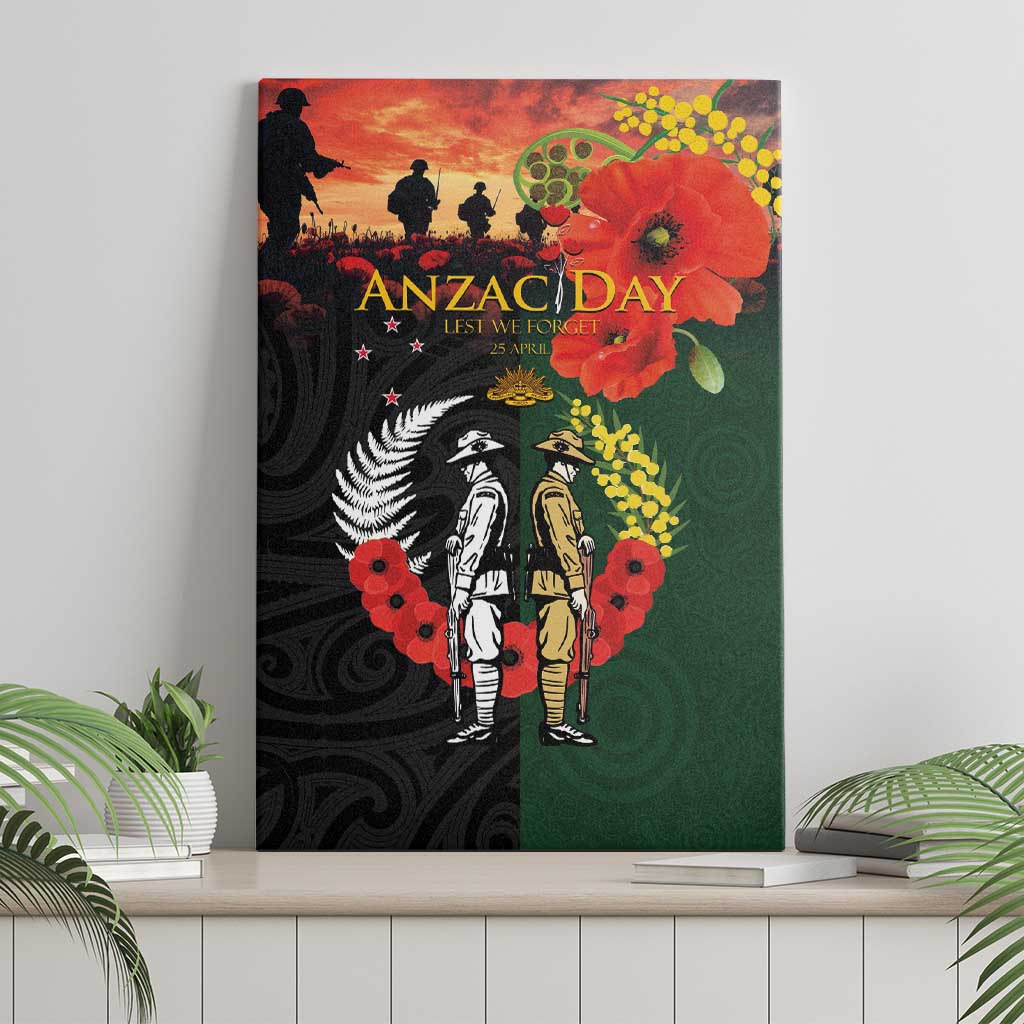 New Zealand and Australia ANZAC Day Canvas Wall Art Lest We Forget Indigenous and Maori Pattern LT03 - Polynesian Pride