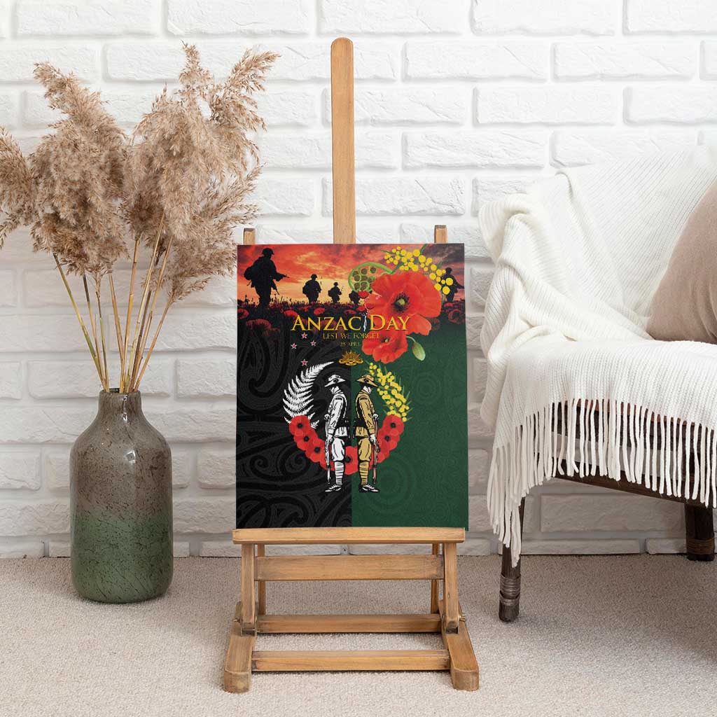 New Zealand and Australia ANZAC Day Canvas Wall Art Lest We Forget Indigenous and Maori Pattern LT03 - Polynesian Pride
