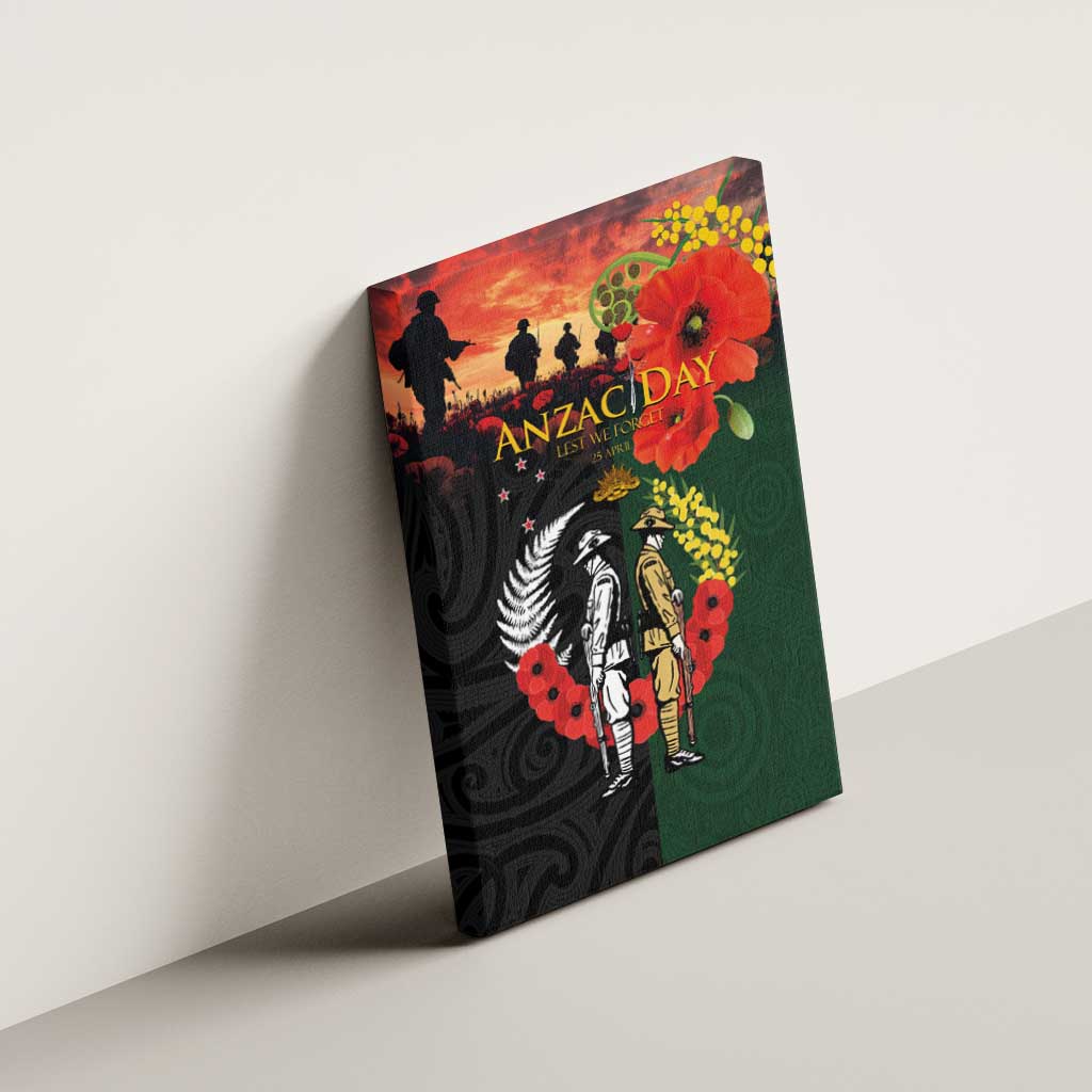 New Zealand and Australia ANZAC Day Canvas Wall Art Lest We Forget Indigenous and Maori Pattern LT03 - Polynesian Pride