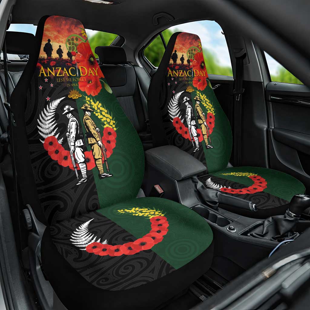 New Zealand and Australia ANZAC Day Car Seat Cover Lest We Forget Indigenous and Maori Pattern