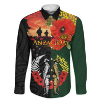 New Zealand and Australia ANZAC Day Family Matching Off The Shoulder Long Sleeve Dress and Hawaiian Shirt Lest We Forget Indigenous and Maori Pattern