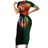 New Zealand and Australia ANZAC Day Family Matching Short Sleeve Bodycon Dress and Hawaiian Shirt Lest We Forget Indigenous and Maori Pattern