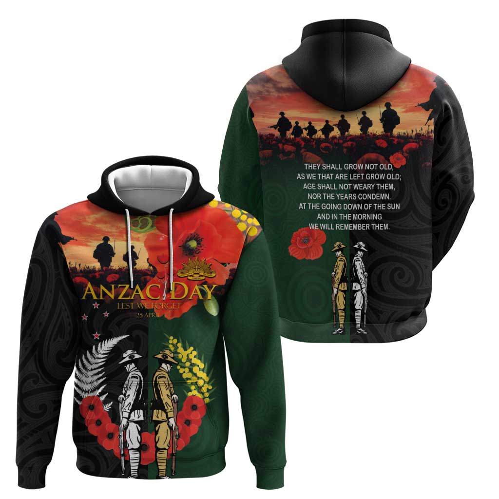 New Zealand and Australia ANZAC Day Hoodie Lest We Forget Indigenous and Maori Pattern LT03 - Polynesian Pride