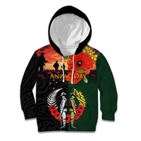 New Zealand and Australia ANZAC Day Kid Hoodie Lest We Forget Indigenous and Maori Pattern LT03 Hoodie Multicolor - Polynesian Pride