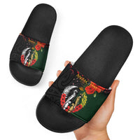 New Zealand and Australia ANZAC Day Slide Sandals Lest We Forget Indigenous and Maori Pattern LT03 - Polynesian Pride