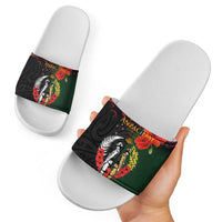 New Zealand and Australia ANZAC Day Slide Sandals Lest We Forget Indigenous and Maori Pattern LT03 - Polynesian Pride