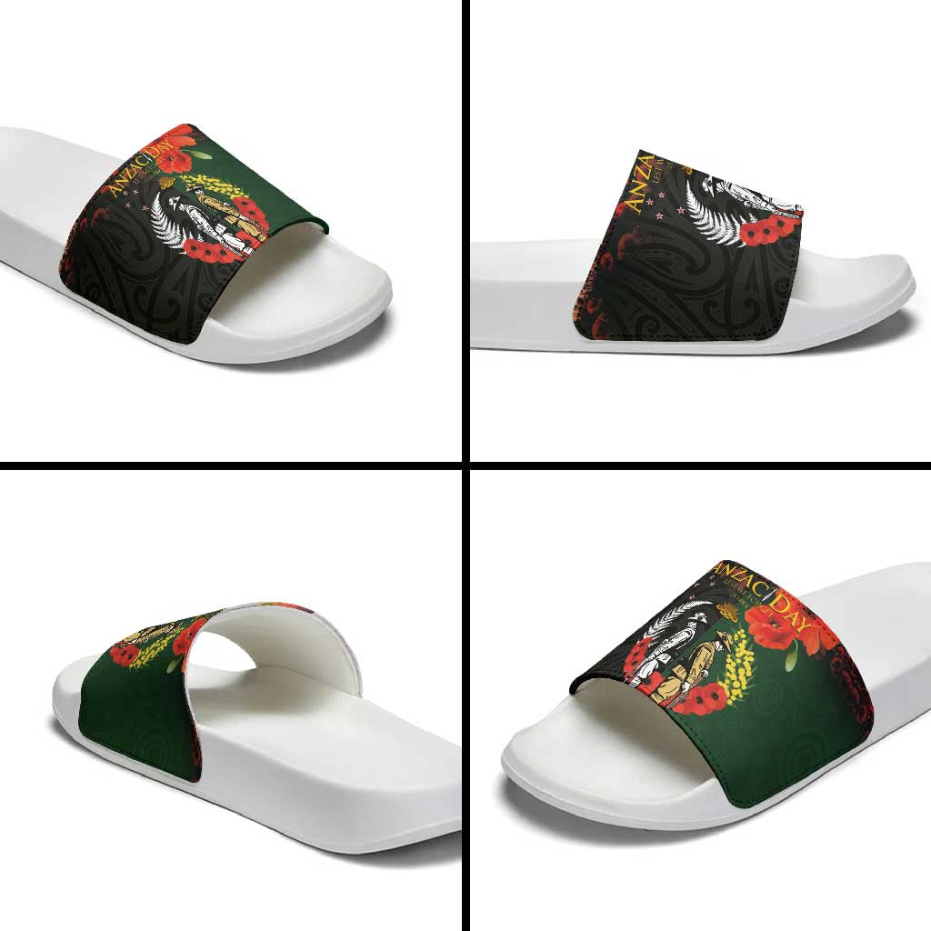 New Zealand and Australia ANZAC Day Slide Sandals Lest We Forget Indigenous and Maori Pattern LT03 - Polynesian Pride