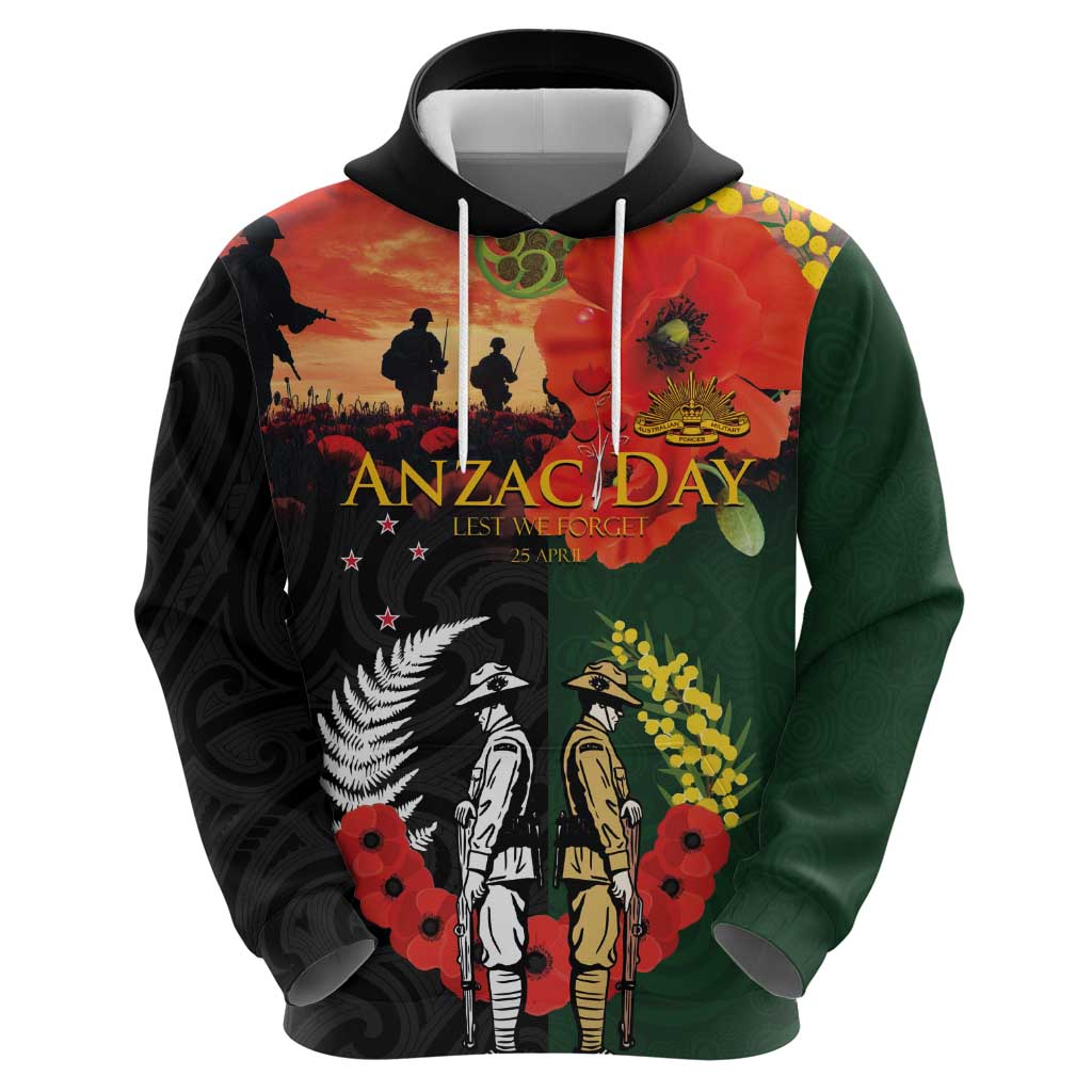 New Zealand and Australia ANZAC Day Zip Hoodie Lest We Forget Indigenous and Maori Pattern LT03 - Polynesian Pride