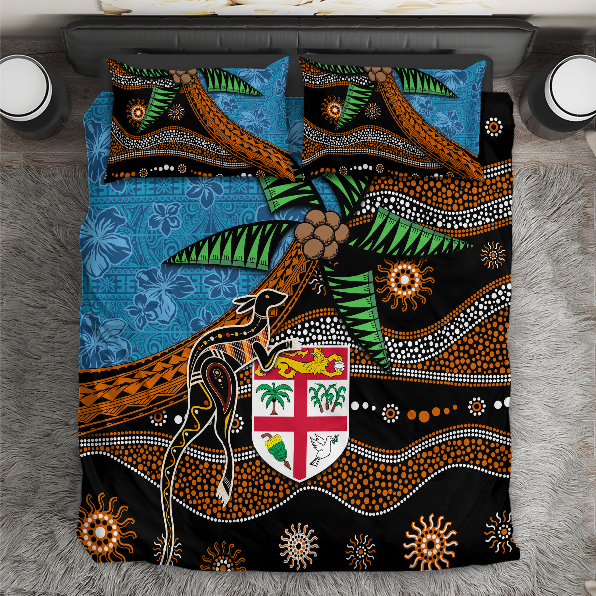 Fiji and Australia Bedding Set Fijian and Aboriginal mix Culture