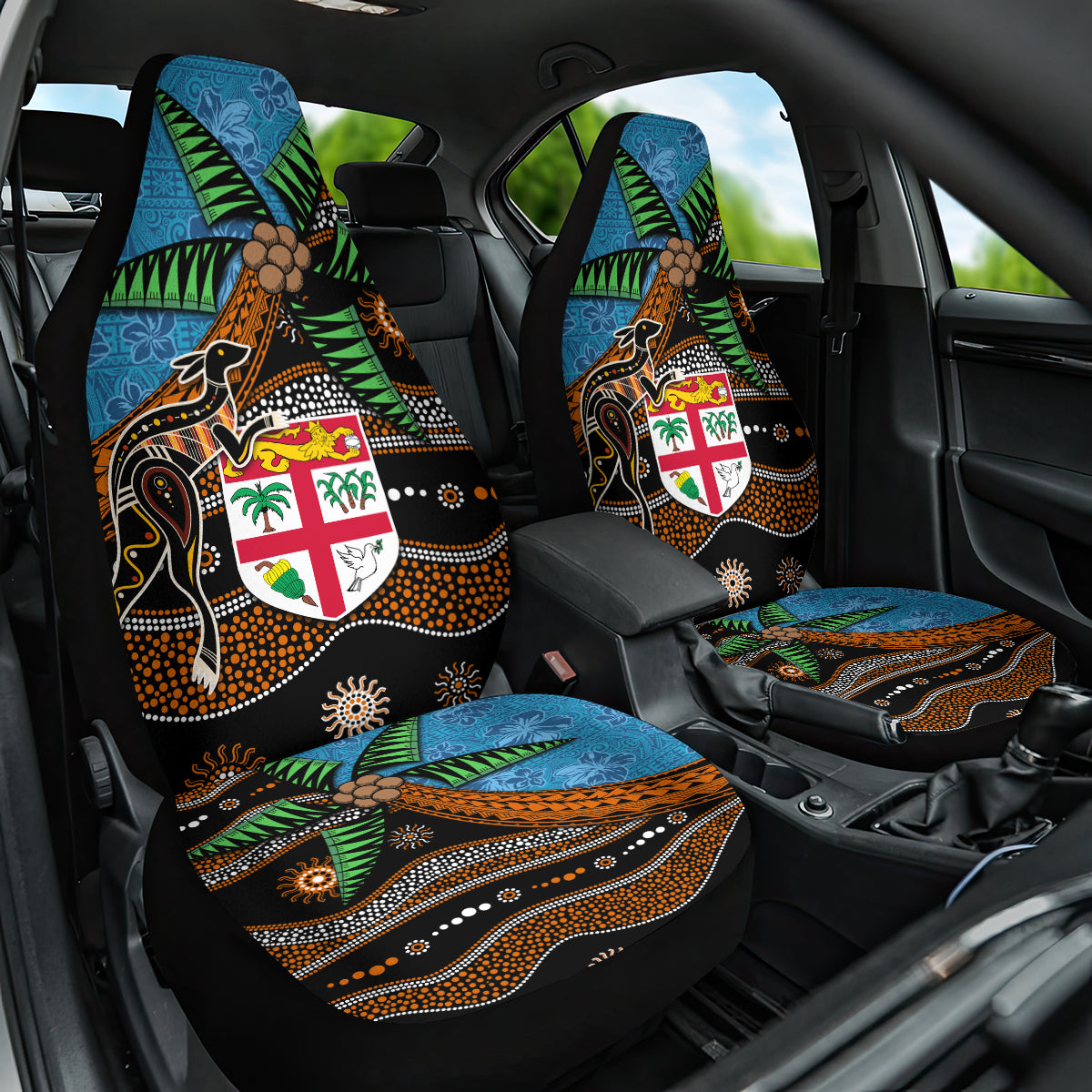 Fiji and Australia Car Seat Cover Fijian and Aboriginal mix Culture