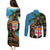 Fiji and Australia Couples Matching Puletasi and Long Sleeve Button Shirt Fijian and Aboriginal mix Culture