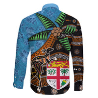 Fiji and Australia Family Matching Off The Shoulder Long Sleeve Dress and Hawaiian Shirt Fijian and Aboriginal mix Culture