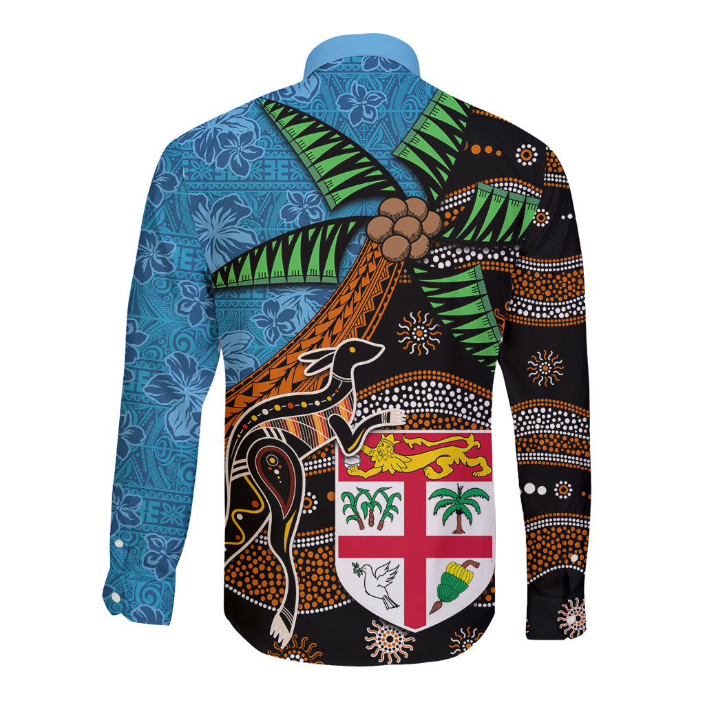 Fiji and Australia Long Sleeve Button Shirt Fijian and Aboriginal mix Culture