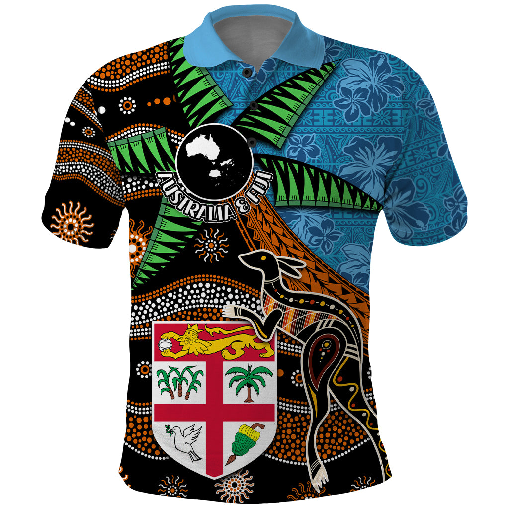 Fiji and Australia Polo Shirt Fijian and Aboriginal mix Culture