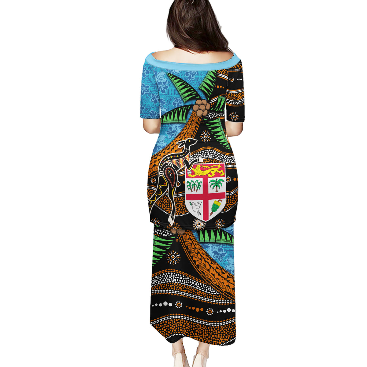 Fiji and Australia Puletasi Fijian and Aboriginal mix Culture